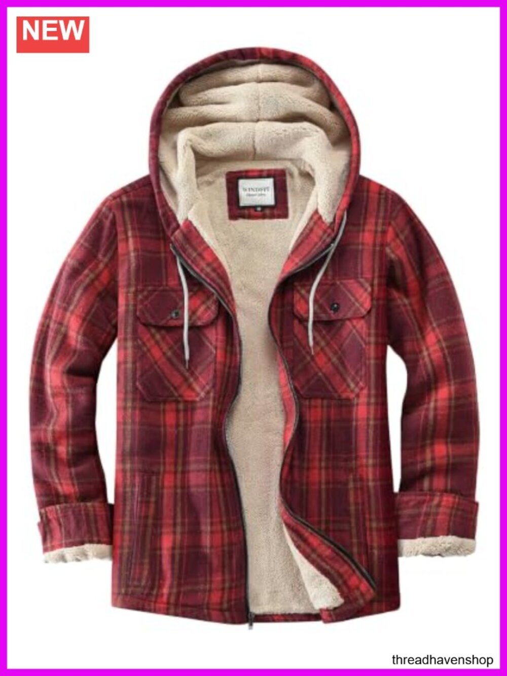 Women's Full Zip Fleece Flannel Jacket Plaid Sherpa Lined Jacket